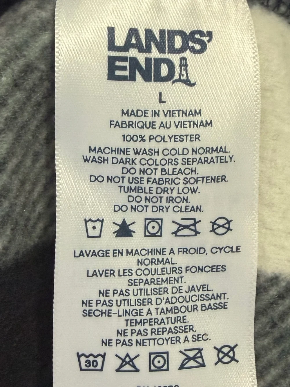 Lands’ End Large Dog Fleece jacket Buffalo plaid